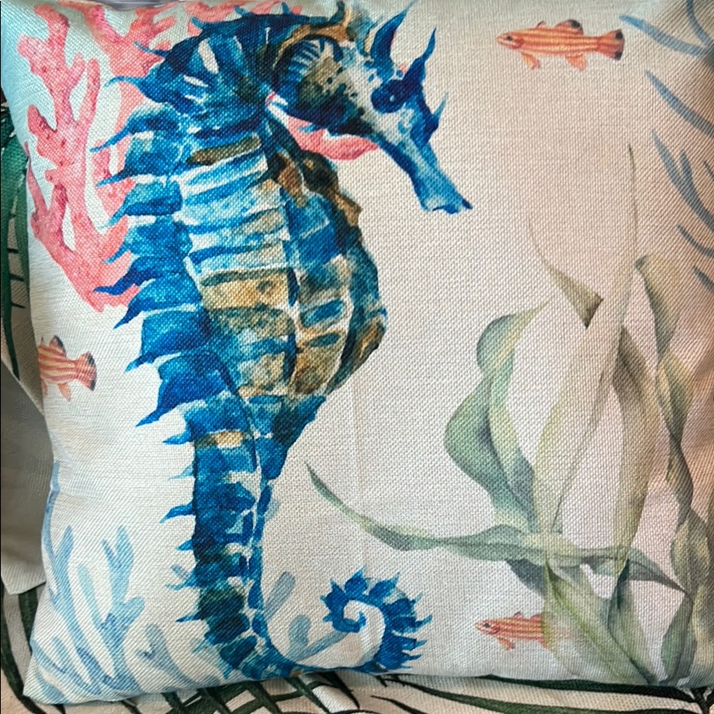 Colorful Seahorse Decorative Pillow